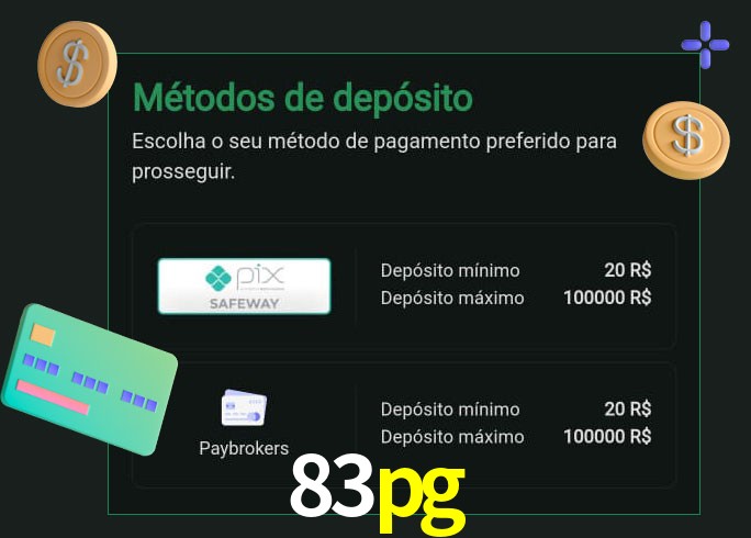O cassino 83pg oferece uma grande variedade de métodos de pagamento